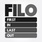 FILO - First In Last Out acronym, concept background