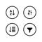 Filter button icon vector in various styles