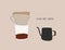 Filter drip coffee, sketch vector.