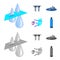 Filter, filtration, nature, eco, bio .Water filtration system set collection icons in cartoon,monochrome style vector