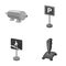 Filter, traffic sign and other monochrome icon in cartoon style. game joystick icons in set collection.
