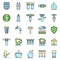 Filter water icons set line color vector