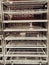 Filtered image motion blurred empty shelves at wholesale store near Dallas, Texas, America food shortage concept