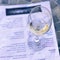 Filtered image wine taste concept with glass of dry white wine and tasting menu