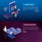 Finacial transaction with business people isometric