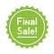 Final sale color discount sticker. Final sale green bent label isolated on white background