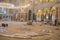 Final works in St. Sava Temple, one of the biggest Orthodox churches in the world. Workers working on floor mosaic