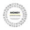 Finance account line icons. Money balance, real estate car crediting finance productivity poster. Bank business brochure