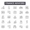 Finance advicers line icons for web and mobile design. Editable stroke signs. Finance advicers outline concept