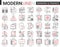 Finance and banking complex red black line icons vector illustration set. Creative website financial outline symbols of