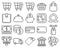 Finance and banking line pixel icons set