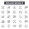 Finance broker line icons, signs, vector set, outline illustration concept