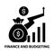 finance and budgeting icon, black vector sign with editable strokes, concept illustration