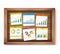 Finance business notes and stat graph on wooden board.