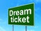 Finance concept: Dream Ticket on road sign background