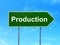 Finance concept: Production on road sign background