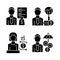 Finance consulting black glyph icons set on white space