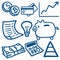 Finance and Economy Doodle Icons. Sketch Hand Drawn Drawing Design Vector Art