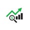Finance exchange graphic growth up and magnifier lens with dollar sign. Web icon design. Vector illustration.