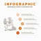 Finance, financial, growth, money, profit Infographics Template for Website and Presentation. Line Gray icon with Orange