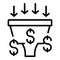 Finance funnel icon outline vector. Business risk