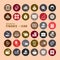 Finance icons circle botton vector set, Color Icons modern design