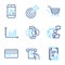 Finance icons set. Included icon as Delivery shopping, Target, Bitcoin exchange signs. Vector