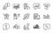 Finance icons set. Included icon as Discount message, Target, Analytical chat. Vector