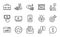 Finance icons set. Included icon as Portfolio, Smartphone statistics, Web traffic. Vector