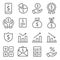 Finance icons set vector illustration. Contains such icon as calculator, Financial Agreement, Growth, Business Report and more. Ex