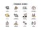 Finance icons set. Vector illustration of financial intermediary icons, resource financing, trust services, lending