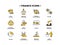 Finance icons set. Vector illustration of financial intermediary icons, resource financing, trust services, lending