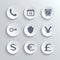 Finance icons set - vector white round buttons