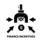 finance incentives icon, black vector sign with editable strokes, concept illustration