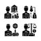 Finance investment jobs black glyph icons set on white space