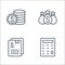 finance line icons. linear set. quality vector line set such as calculator, contract, money bags