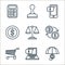 finance line icons. linear set. quality vector line set such as insurance, online banking, supermarket, currency exchange, justice