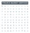 Finance market services vector line icons set. Funding, Banking, Investing, Trading, Advisory, Risk, Capital