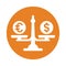 Finance, money, compare icon. Orange color vector EPS