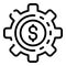 Finance money gear icon, outline style