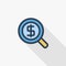 Finance and money, magnifying glass with dollar symbol, bank investment search thin line flat icon. Linear vector