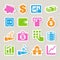 Finance and money sticker icon set.