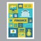 Finance - mosaic poster with icons in flat design style. Vector icons set.