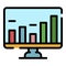 Finance online chart icon color outline vector
