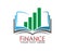 Finance. An open book with a diagram. Logo, brand, or sticker template for websites, apps, and theme design