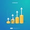 Finance performance concept. business profit increase with growth up arrow and people character. income salary rate grow margin