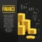 Finance poster or banner design template with golden coins.