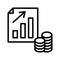 Finance productivity graph flat line icons set. Graph of growth with money sign. Dividends. Return on investment chart. Profit
