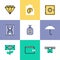 Finance and protection pictogram icons set