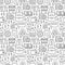 Finance related seamless pattern with outline icons